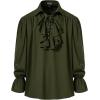 imageMens Vintage Ruffled Lace Up Shirts for Pirate Vampire Renaissance Gothic Victorian Steampunk Costume Without BeltArmy Green