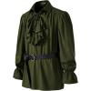 imageMens Vintage Ruffled Lace Up Shirts for Pirate Vampire Renaissance Gothic Victorian Steampunk Costume Without BeltArmy Green