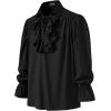 imageMens Vintage Ruffled Lace Up Shirts for Pirate Vampire Renaissance Gothic Victorian Steampunk Costume Without BeltBlack