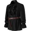 imageMens Vintage Ruffled Lace Up Shirts for Pirate Vampire Renaissance Gothic Victorian Steampunk Costume Without BeltBlack