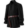 imageMens Vintage Ruffled Lace Up Shirts for Pirate Vampire Renaissance Gothic Victorian Steampunk Costume Without BeltBlackb