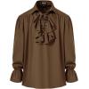 imageMens Vintage Ruffled Lace Up Shirts for Pirate Vampire Renaissance Gothic Victorian Steampunk Costume Without BeltBrown
