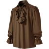 imageMens Vintage Ruffled Lace Up Shirts for Pirate Vampire Renaissance Gothic Victorian Steampunk Costume Without BeltBrown