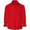 imageMens Vintage Ruffled Lace Up Shirts for Pirate Vampire Renaissance Gothic Victorian Steampunk Costume Without BeltClassic Red