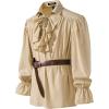 imageMens Vintage Ruffled Lace Up Shirts for Pirate Vampire Renaissance Gothic Victorian Steampunk Costume Without BeltKhaki