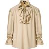 imageMens Vintage Ruffled Lace Up Shirts for Pirate Vampire Renaissance Gothic Victorian Steampunk Costume Without BeltKhaki