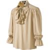 imageMens Vintage Ruffled Lace Up Shirts for Pirate Vampire Renaissance Gothic Victorian Steampunk Costume Without BeltKhaki