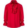 imageMens Vintage Ruffled Lace Up Shirts for Pirate Vampire Renaissance Gothic Victorian Steampunk Costume Without BeltRed