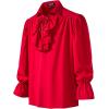 imageMens Vintage Ruffled Lace Up Shirts for Pirate Vampire Renaissance Gothic Victorian Steampunk Costume Without BeltRed