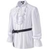 imageMens Vintage Ruffled Lace Up Shirts for Pirate Vampire Renaissance Gothic Victorian Steampunk Costume Without BeltWhite