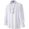 imageMens Vintage Ruffled Lace Up Shirts for Pirate Vampire Renaissance Gothic Victorian Steampunk Costume Without BeltWhite