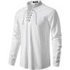 imageMens Retro Lace Up Renaissance Pirate Medieval Costume Cotton Long Sleeve Viking ShirtWhite