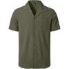 imageMens Stretch Cuban Collar Shirt Summer Lightweight Short Sleeve Button Down Shirts with Pocket for Beach VacationArmy Green