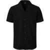 imageMens Stretch Cuban Collar Shirt Summer Lightweight Short Sleeve Button Down Shirts with Pocket for Beach VacationBlack