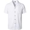 imageMens Stretch Cuban Collar Shirt Summer Lightweight Short Sleeve Button Down Shirts with Pocket for Beach VacationWhite