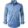 imageMens Stretch Wrinkle Free Dress Shirts Formal Prom Wedding Slim Fit Long Sleeve Button Down ShirtsClassic Blue