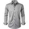 imageMens Stretch Wrinkle Free Dress Shirts Formal Wedding Prom Long Sleeve Slim Fit Button Down Shirt Grey M