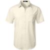 imageMens Stretch Wrinkle Free Short Sleeve Texture Shirt Summer Lightweight Button Down Shirts for Beach Vacation