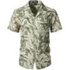 imageMens Summer Textured Cuban Collar Hawaiian Shirts Casual Vacation Short Sleeve Button Up Shirt with PocketSage Green