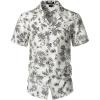 imageMens Summer Textured Cuban Collar Hawaiian Shirts Casual Vacation Short Sleeve Button Up Shirt with PocketWhite
