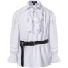 imageMens Vintage Ruffled Lace Up Shirts for Pirate Vampire Renaissance Gothic Victorian Steampunk Costume Without BeltWhite
