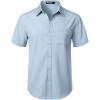 imageMens Stretch Wrinkle Free Short Sleeve Texture Shirt Lightweight Summer Button Down Shirts for Beach VacationCool Blue