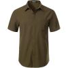 imageMens Stretch Wrinkle Free Short Sleeve Texture Shirt Lightweight Summer Button Down Shirts for Beach VacationOlive Green