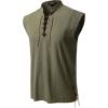 imageMens Retro Pure Cotton Lace Up Sleeveless Shirts for Pirate Renaissance Medieval Viking CostumeArmy Green