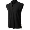 imageMens Retro Pure Cotton Lace Up Sleeveless Shirts for Pirate Renaissance Medieval Viking CostumeBlack