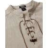 imageMens Retro Pure Cotton Lace Up Sleeveless Shirts for Pirate Renaissance Medieval Viking CostumeKhaki