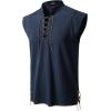 imageMens Retro Pure Cotton Lace Up Sleeveless Shirts for Pirate Renaissance Medieval Viking CostumeNavy Blue
