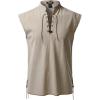 imageMens Retro Pure Cotton Lace Up Sleeveless Shirts for Pirate Renaissance Medieval Viking CostumeKhaki