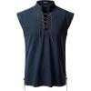 imageMens Retro Pure Cotton Lace Up Sleeveless Shirts for Pirate Renaissance Medieval Viking CostumeNavy Blue