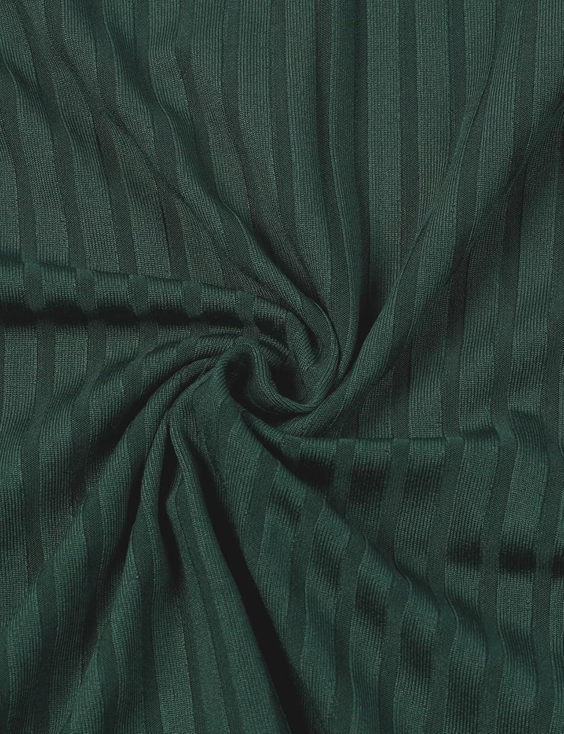 imageMens Stretch Knit Slim Fit Polo Shirts Casual Short Sleeve Ribbed Collar Muscle Golf ShirtDark Green