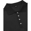 imageMens Stretch Knit Slim Fit Polo Shirts Casual Short Sleeve Ribbed Collar Muscle Golf ShirtBlack