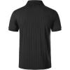 imageMens Stretch Knit Slim Fit Polo Shirts Casual Short Sleeve Ribbed Collar Muscle Golf ShirtBlack