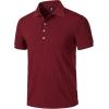 imageMens Stretch Knit Slim Fit Polo Shirts Casual Short Sleeve Ribbed Collar Muscle Golf ShirtBurgundy