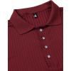 imageMens Stretch Knit Slim Fit Polo Shirts Casual Short Sleeve Ribbed Collar Muscle Golf ShirtBurgundy
