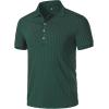 imageMens Stretch Knit Slim Fit Polo Shirts Casual Short Sleeve Ribbed Collar Muscle Golf ShirtDark Green