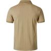 imageMens Stretch Knit Slim Fit Polo Shirts Casual Short Sleeve Ribbed Collar Muscle Golf ShirtKhaki