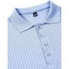 imageMens Stretch Knit Slim Fit Polo Shirts Casual Short Sleeve Ribbed Collar Muscle Golf ShirtLight Blue