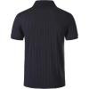 imageMens Stretch Knit Slim Fit Polo Shirts Casual Short Sleeve Ribbed Collar Muscle Golf ShirtNavy Blue