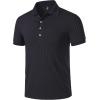imageMens Stretch Knit Slim Fit Polo Shirts Casual Short Sleeve Ribbed Collar Muscle Golf ShirtNavy Blue
