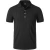 imageMens Stretch Knit Slim Fit Polo Shirts Casual Short Sleeve Ribbed Collar Muscle Golf ShirtBlack