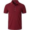 imageMens Stretch Knit Slim Fit Polo Shirts Casual Short Sleeve Ribbed Collar Muscle Golf ShirtBurgundy