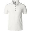 imageMens Stretch Knit Slim Fit Polo Shirts Casual Short Sleeve Ribbed Collar Muscle Golf ShirtCream White