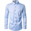 imageMens Stretch Wrinkle Free Dress Shirts Formal Wedding Prom Long Sleeve Button Down ShirtBlue
