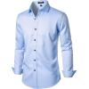 imageMens Stretch Wrinkle Free Dress Shirts Formal Wedding Prom Long Sleeve Button Down ShirtBlue