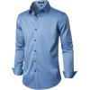 imageMens Stretch Wrinkle Free Dress Shirts Formal Wedding Prom Long Sleeve Button Down ShirtClassic Blue