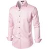 imageMens Stretch Wrinkle Free Dress Shirts Formal Wedding Prom Long Sleeve Button Down ShirtPink
